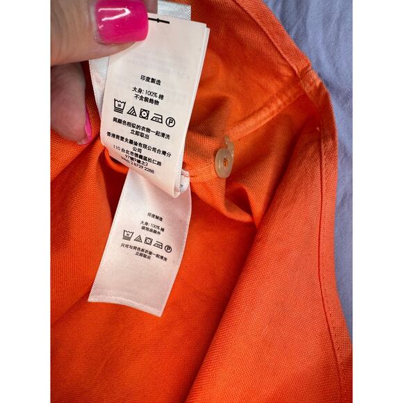 Ralph Lauren Mens Size Large Orange Ombre Dip Dyed Button Down Shirt Classic Fit - Picture 8 of 13